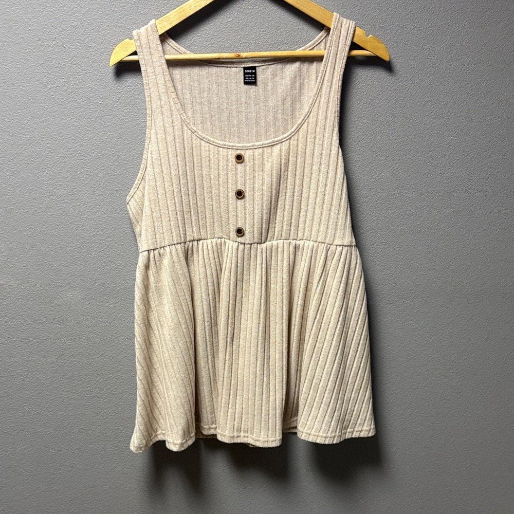 SHEIN Beige Ribbed Tank Top - Maternity